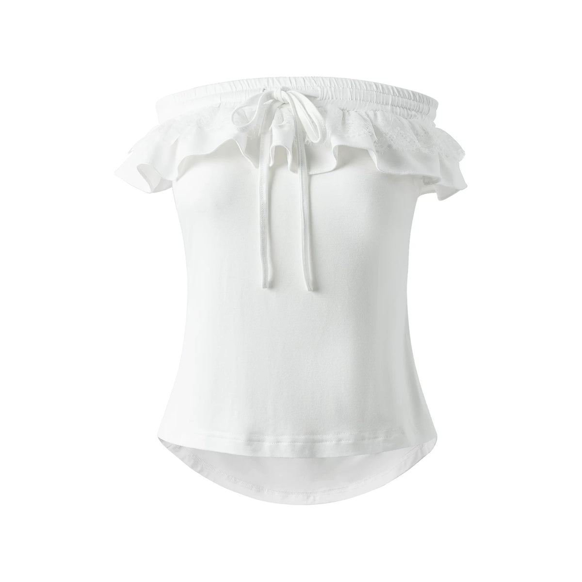 MoodBerry Lace Trim Waist-Cinching Fitted Cami Dress