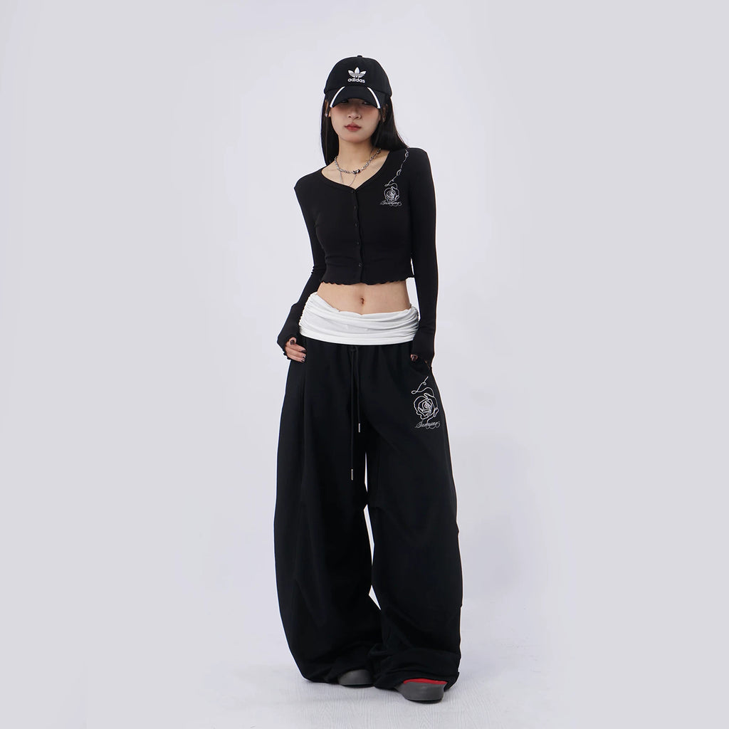 SAMUSAN V-neck Single-breasted Short Long Sleeve