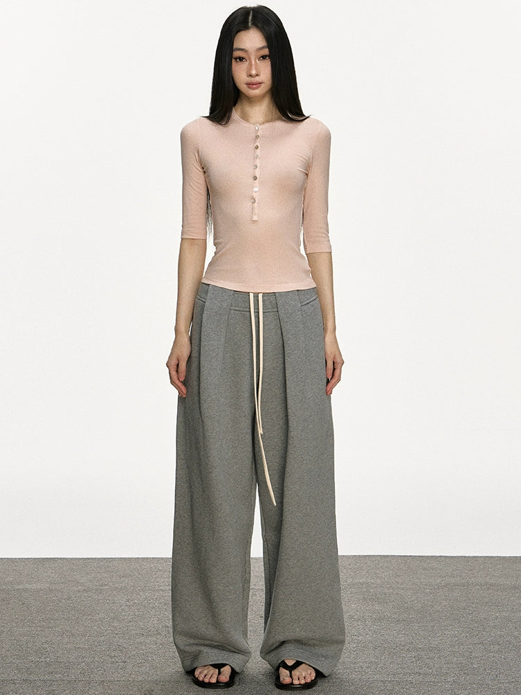 Anna Aneae High Elastic Slim Babes Button Tee