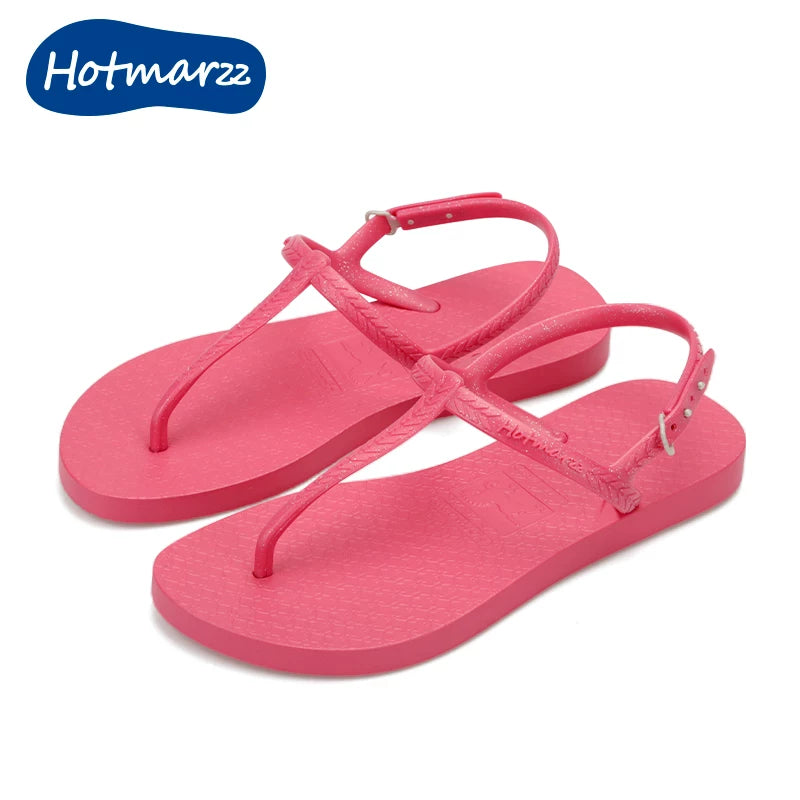 HOTMARZZ PVC Thong Strap Flat Sandal