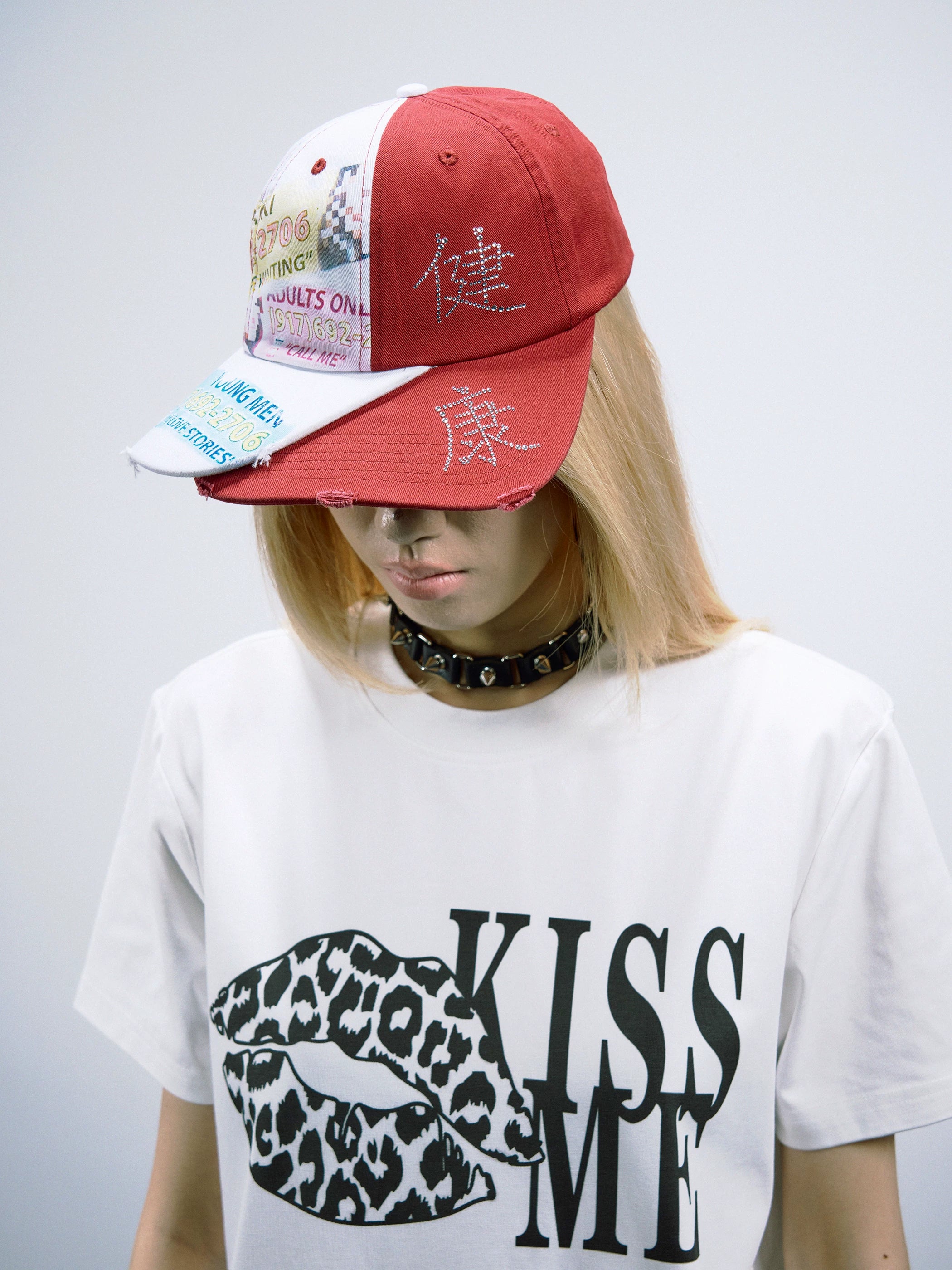 PAIKI Rhinestone Patchwork Trucker Cap