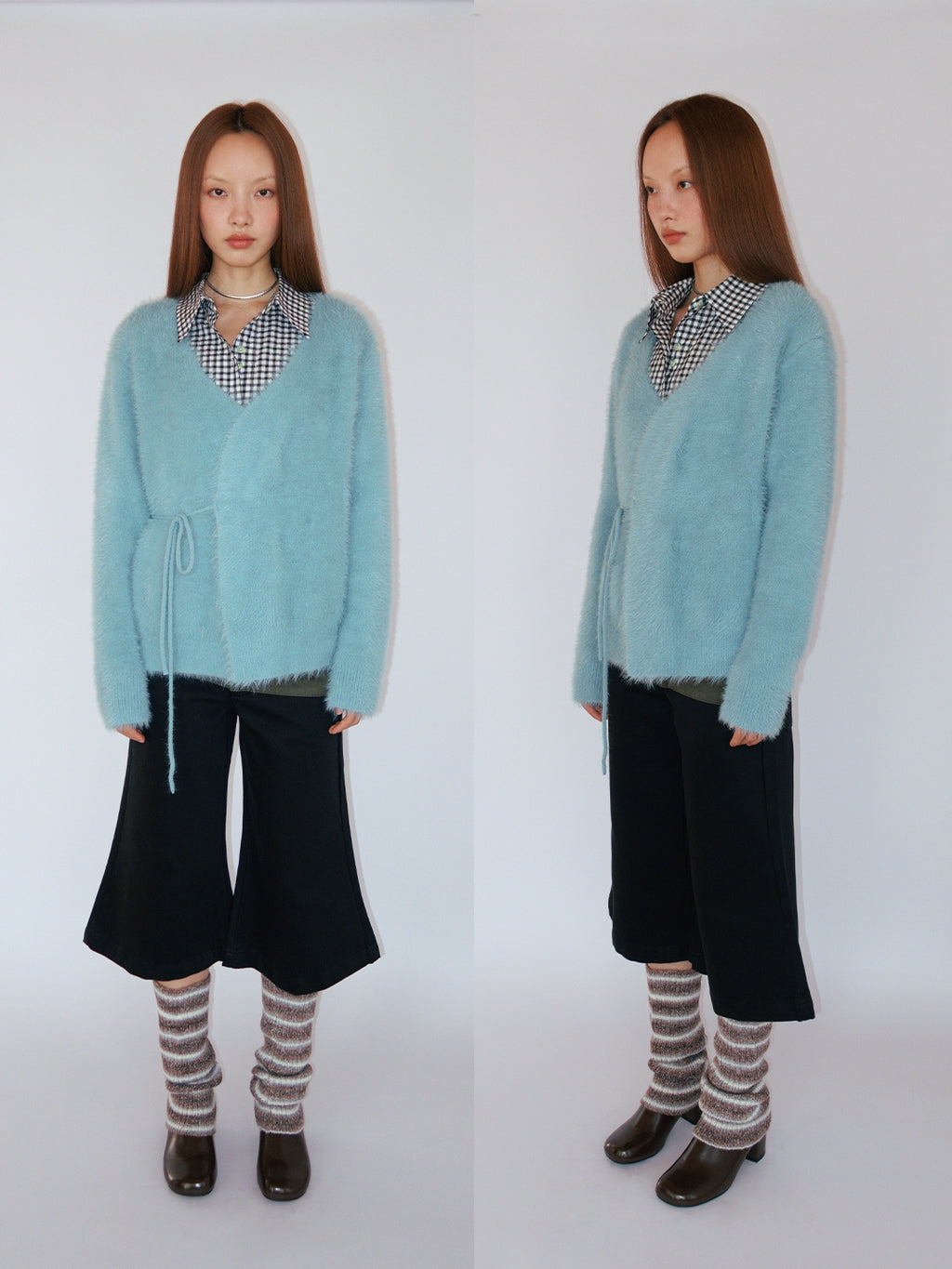 FUNKYFUN Lace-up Cardigan V-neck Sweater Jacket