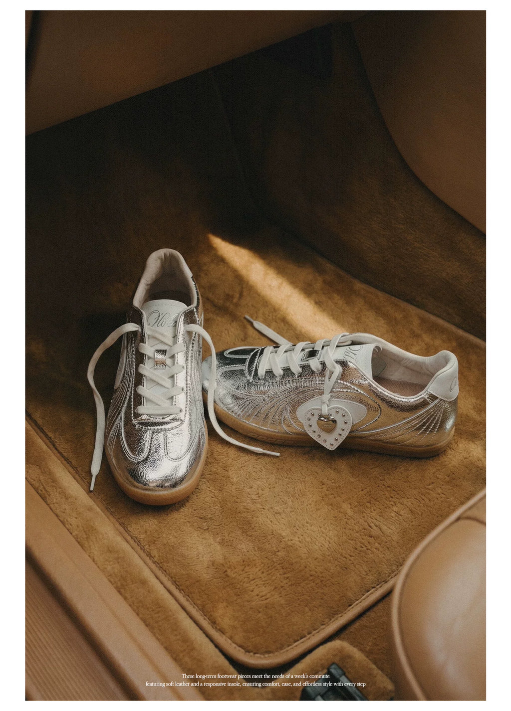 OLD ORDER Metallic Silver Lace-Up Sneaker