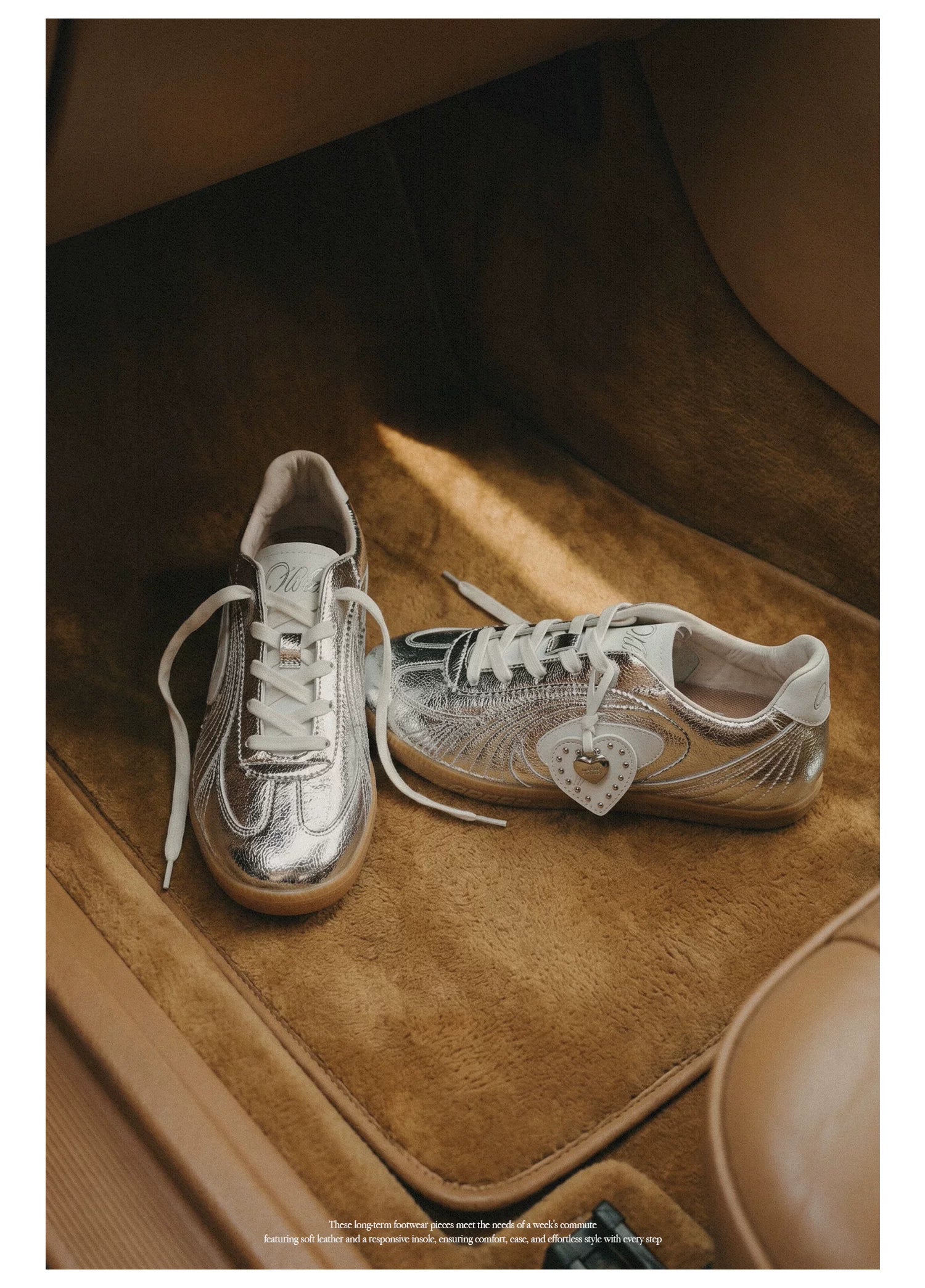 OLD ORDER Metallic Silver Lace-Up Sneaker