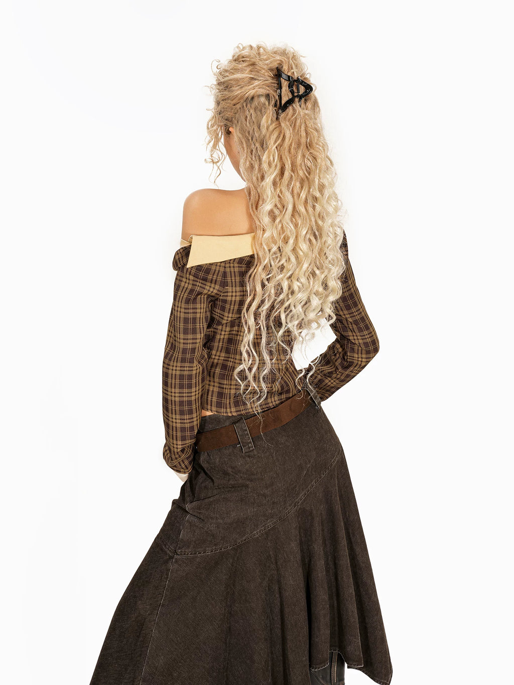 Arielink Asymmetrical Plaid Shirt