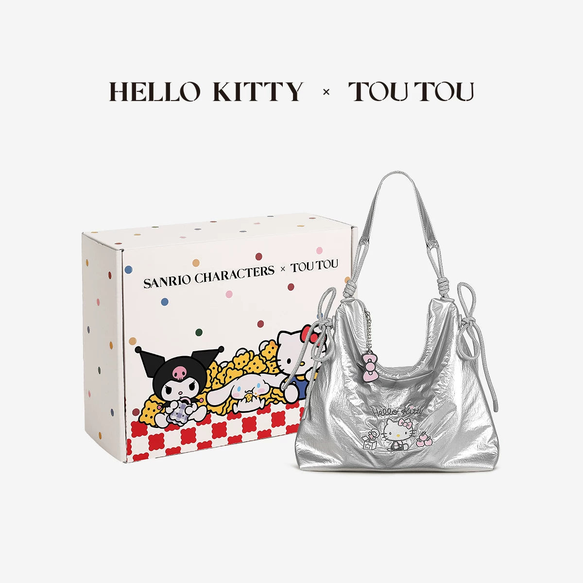 TOUTOU Cream White Canvas Zip-Top Crossbody Bag