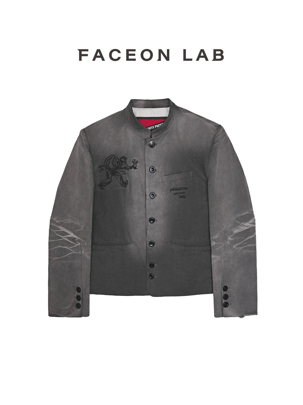 FACEON LAB x White Paper Band Washed Embroidered Jacket
