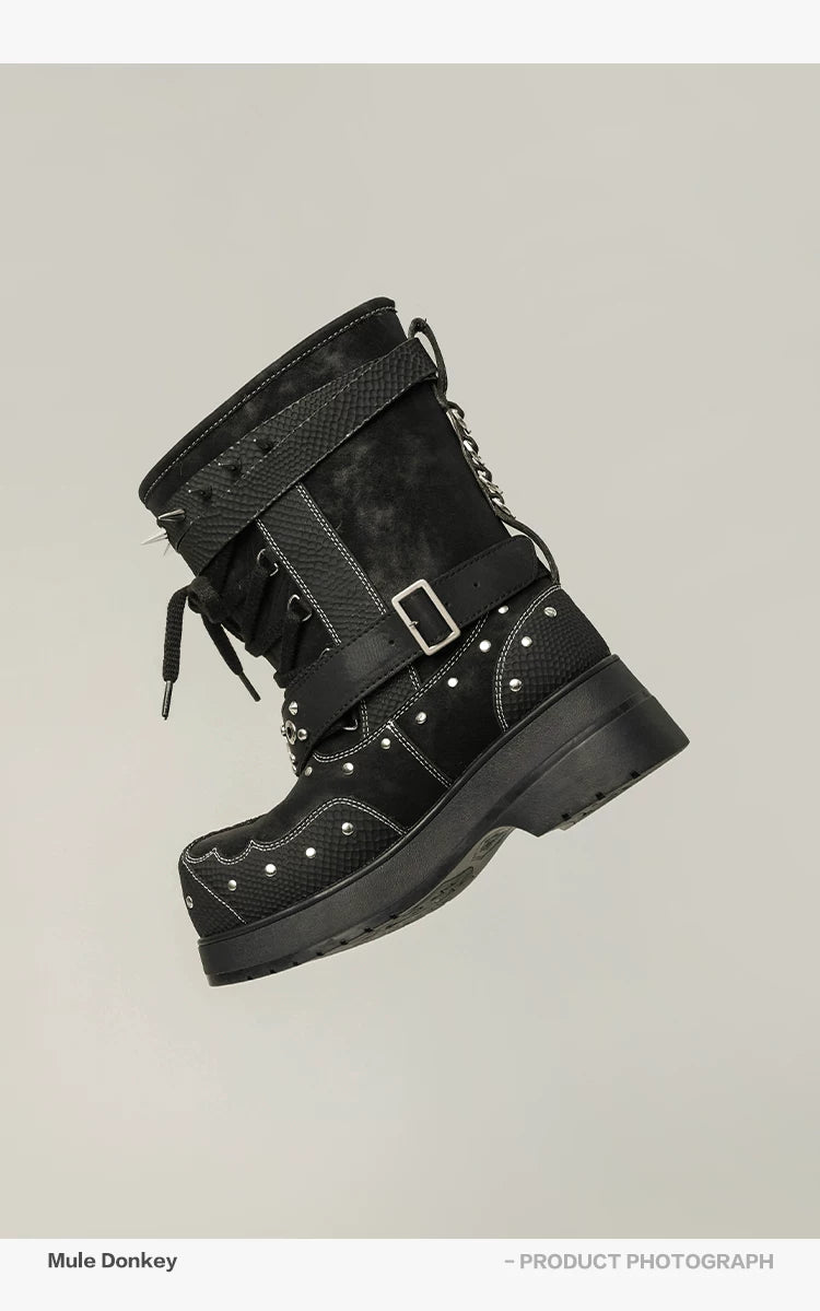 Donkey Rivet Western Platform Boots