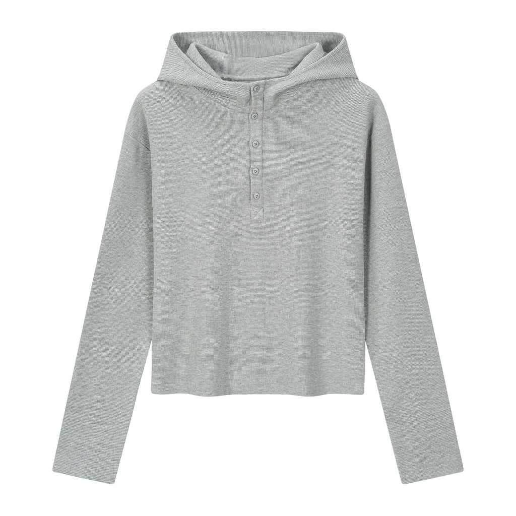 VLABMADE 350g Waffle-Knit Henley Hoodie