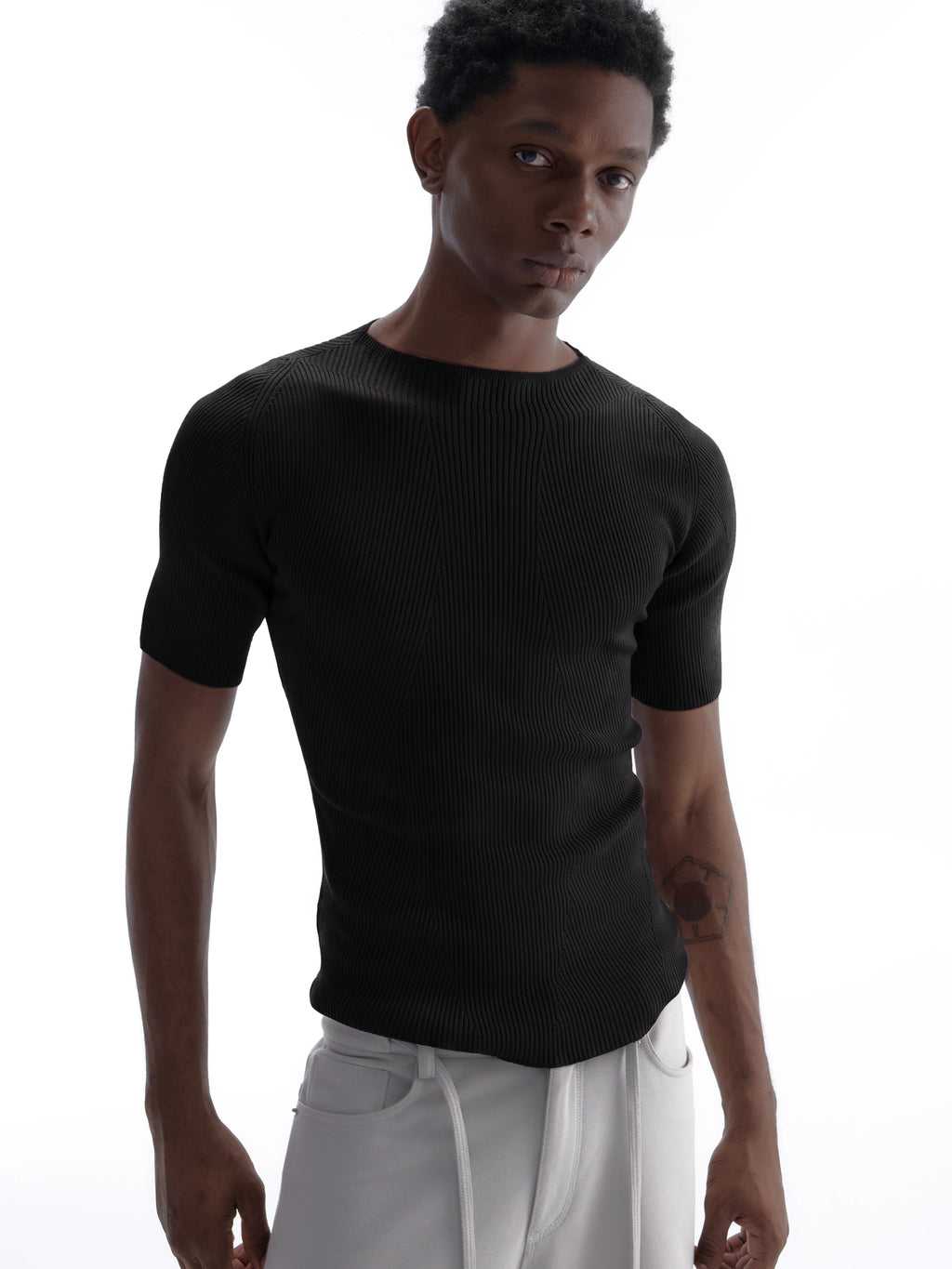 BEVAN UP Tencel Wool 3D Textured Slim Fit Knit Tee