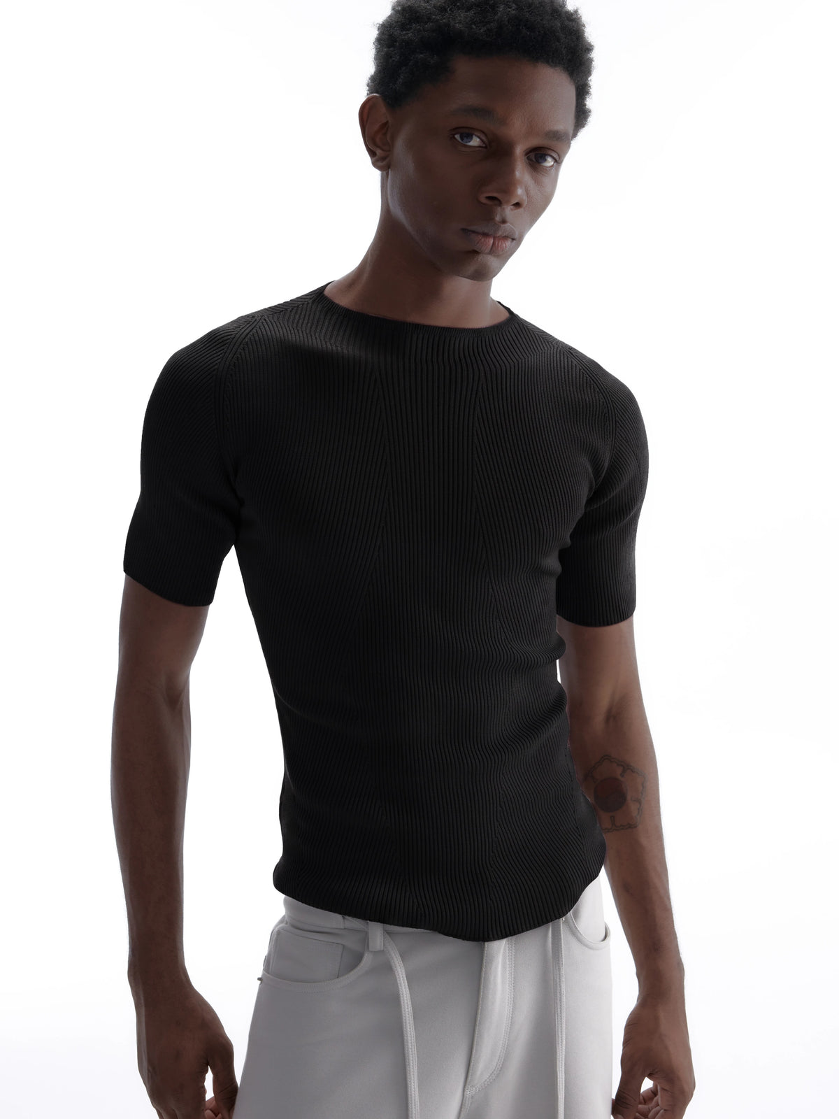 BEVAN UP Tencel Wool 3D Textured Slim Fit Knit Tee