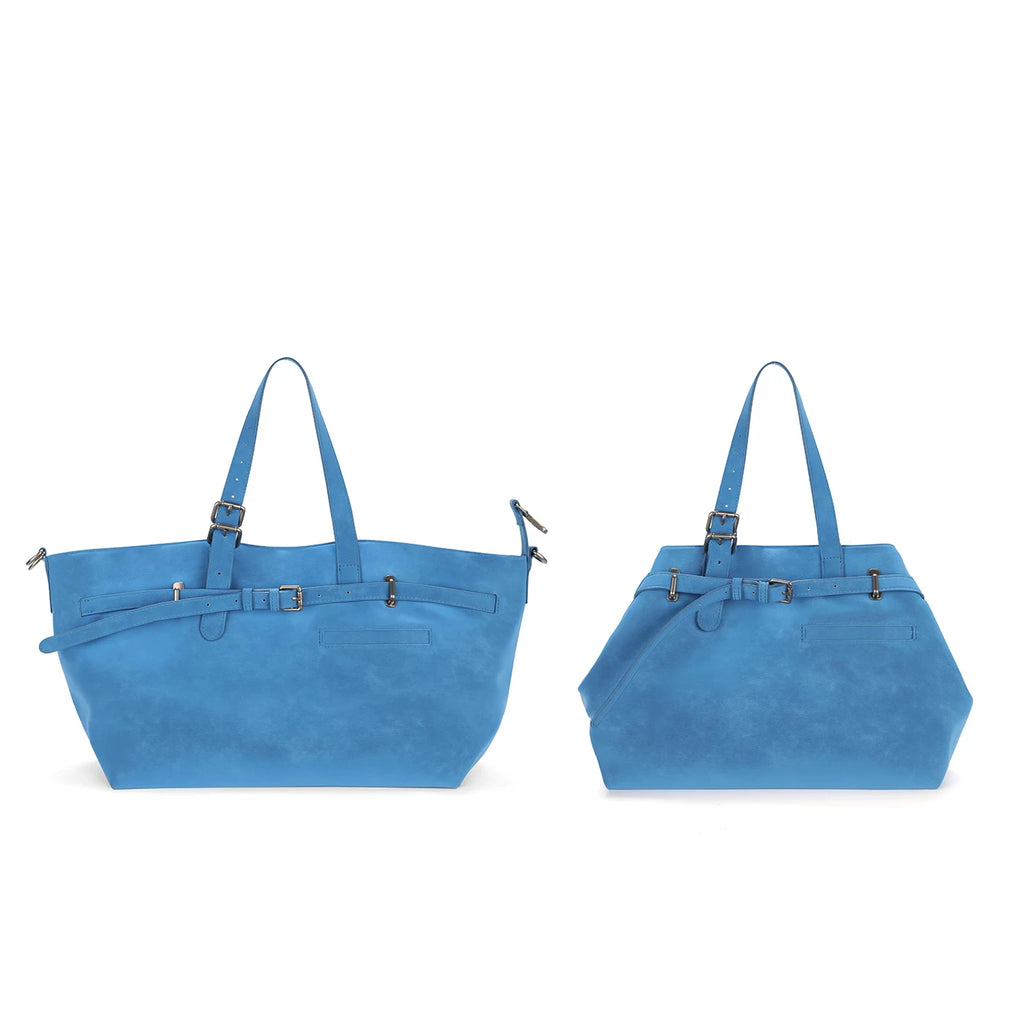 JANDRESS Florida Blue Faux Leather Magnetic Snap Tote
