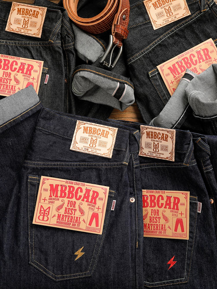 Mbbcar 14OZ Selvedge Embroidery Slim Fit Jeans