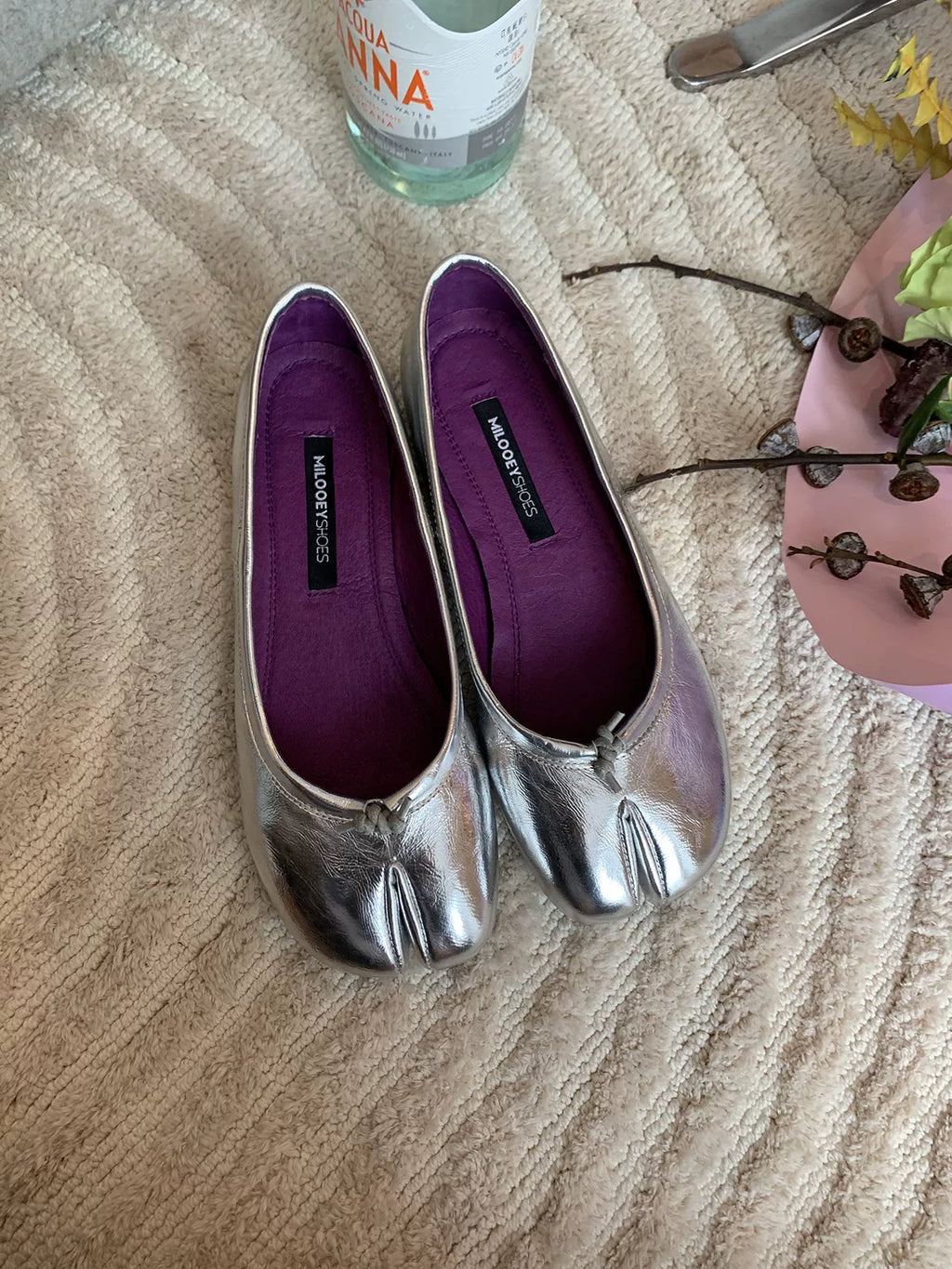 MILOOEY Leather Split-Toe Slip-On Flats