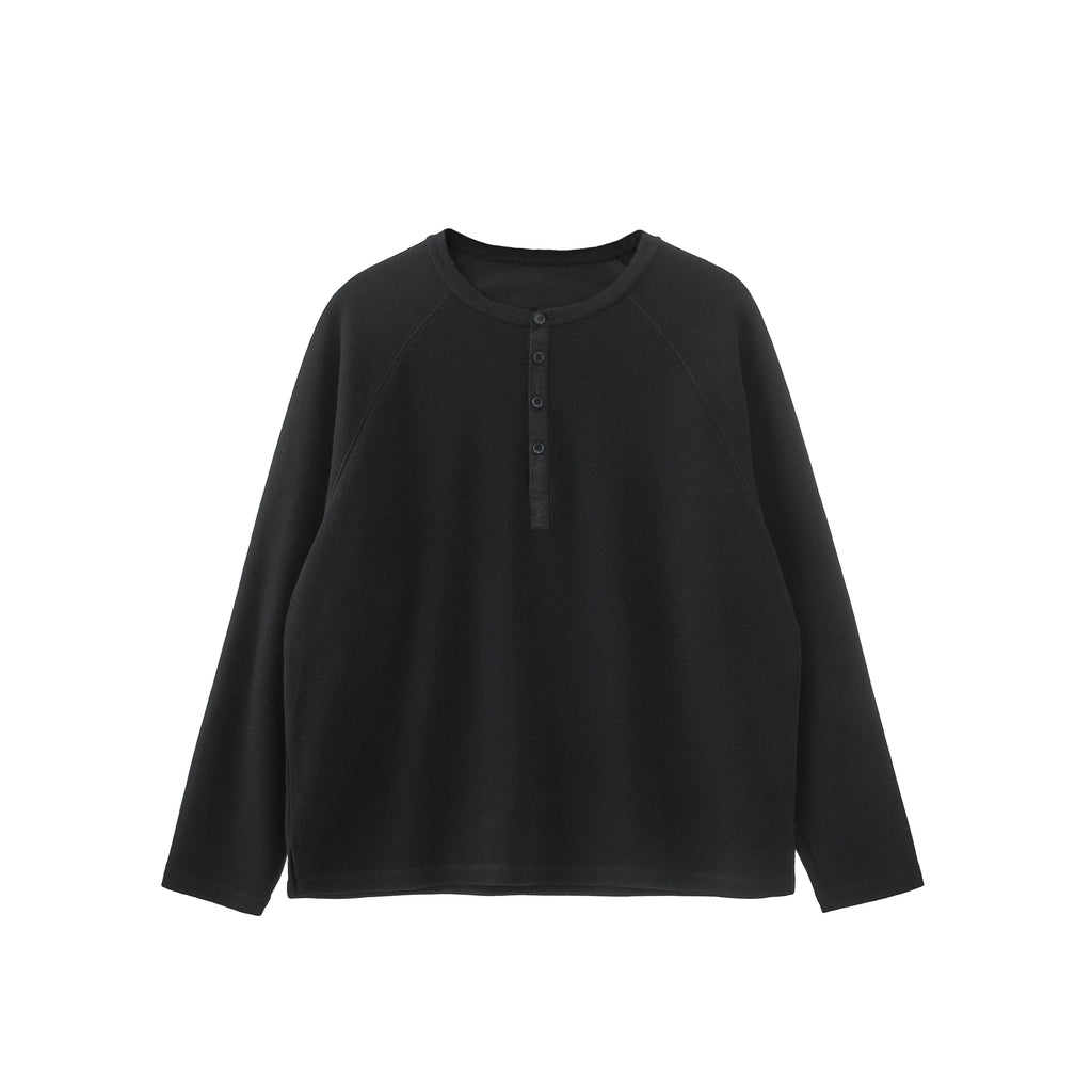 BUTTBILL Henry Neck Waffle Long Sleeve Sweater