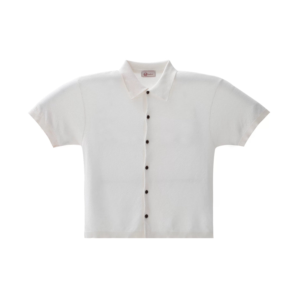 ZOZO FOREST Pineapple Stitch Relaxed Knit Linen Shirt