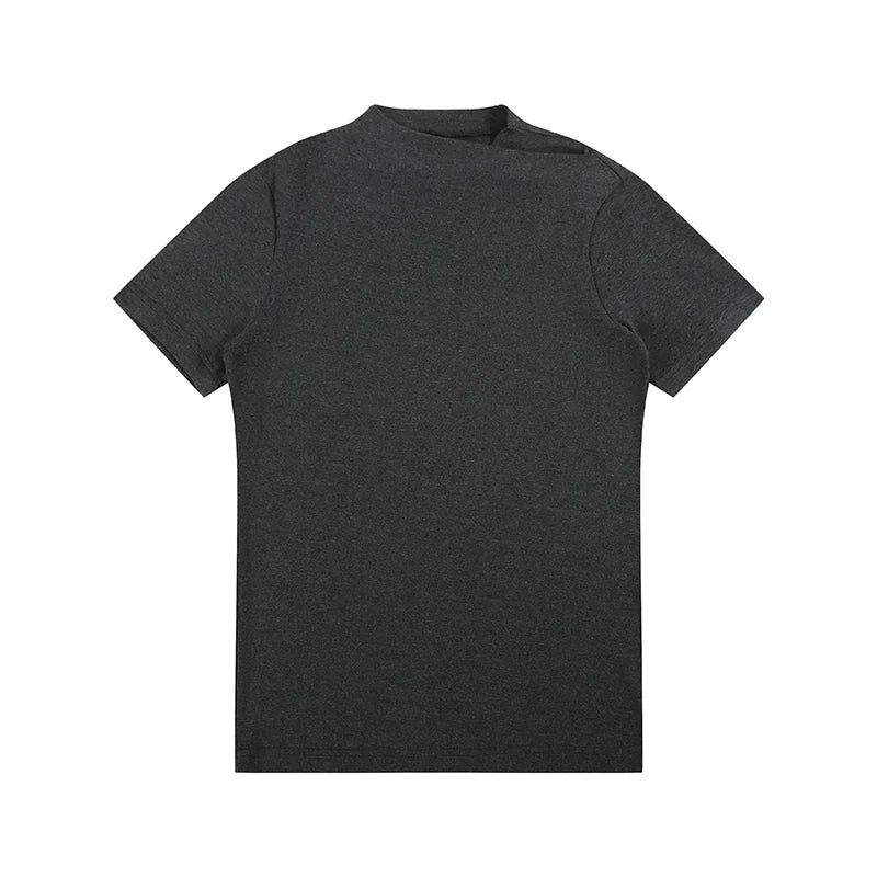 Slight Vogue Cross Wrap High Neck Panel Slim Fit Knit Tee