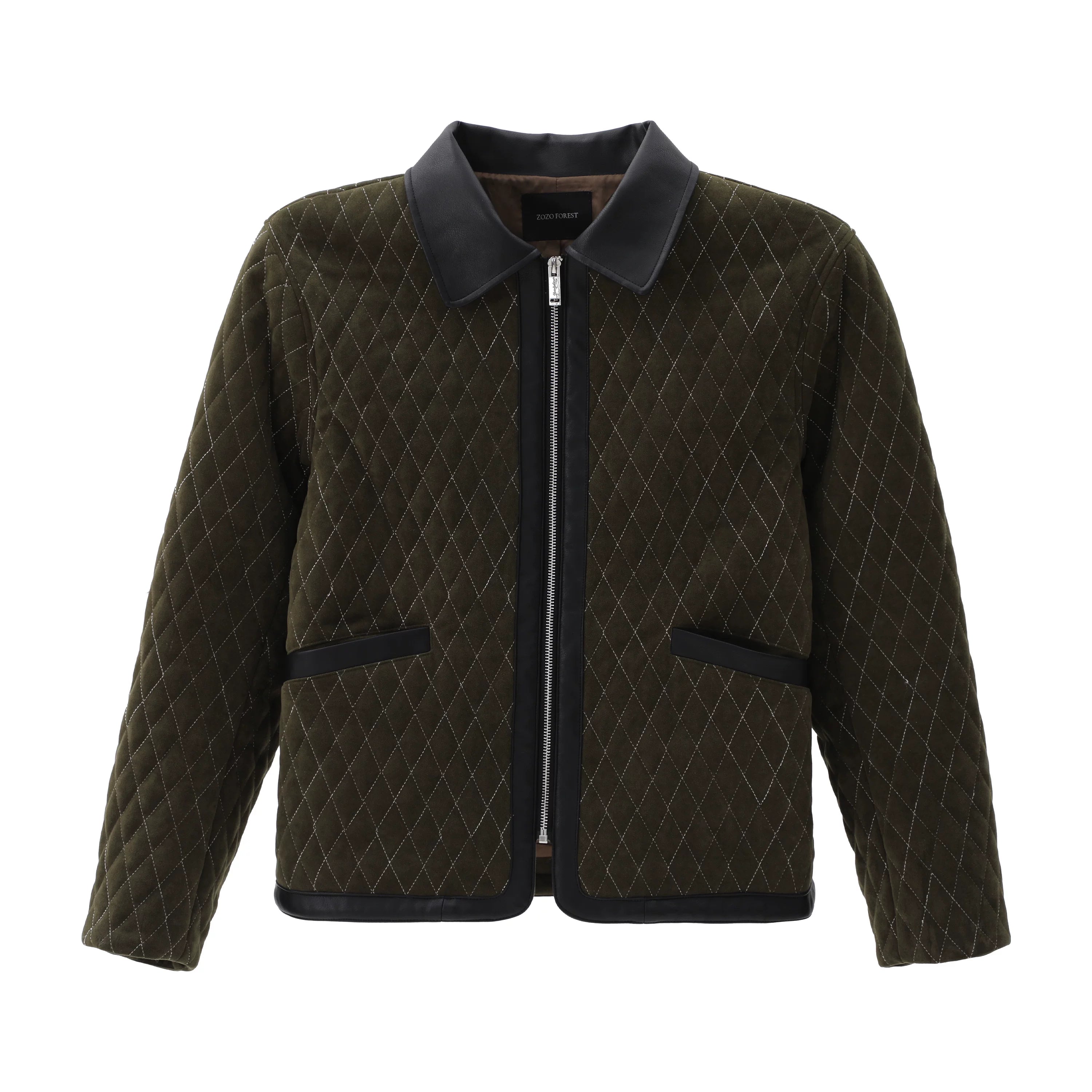 ZOZOFOREST Suede Hand-stitched Leather Jacket