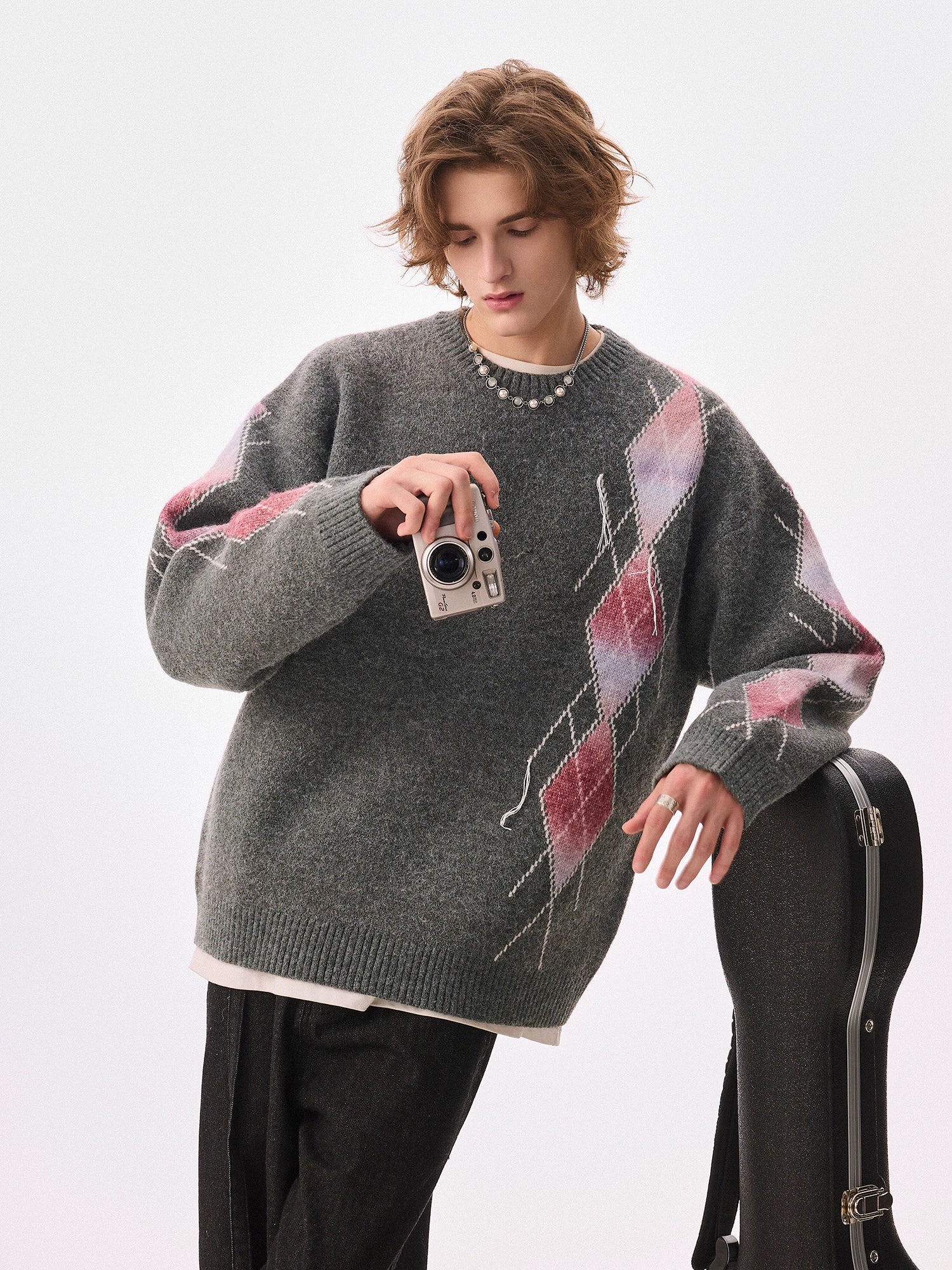 CHOR Lazy Style Plaid Knitted Sweater