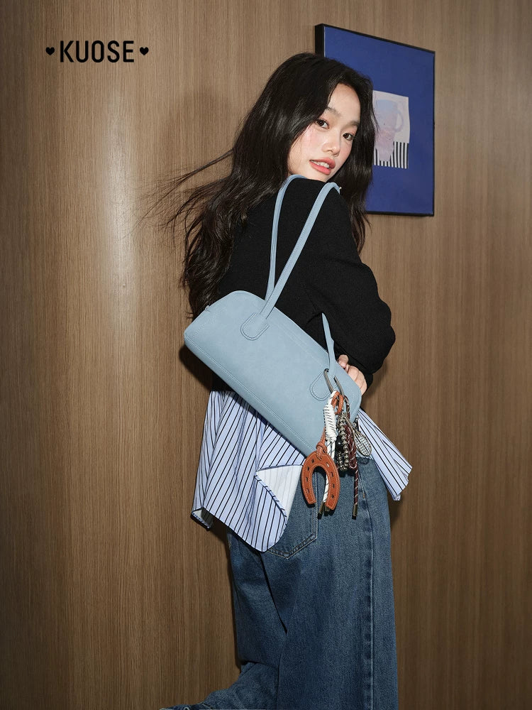 KUOSE Fake Two-piece Spliced Striped Sweater