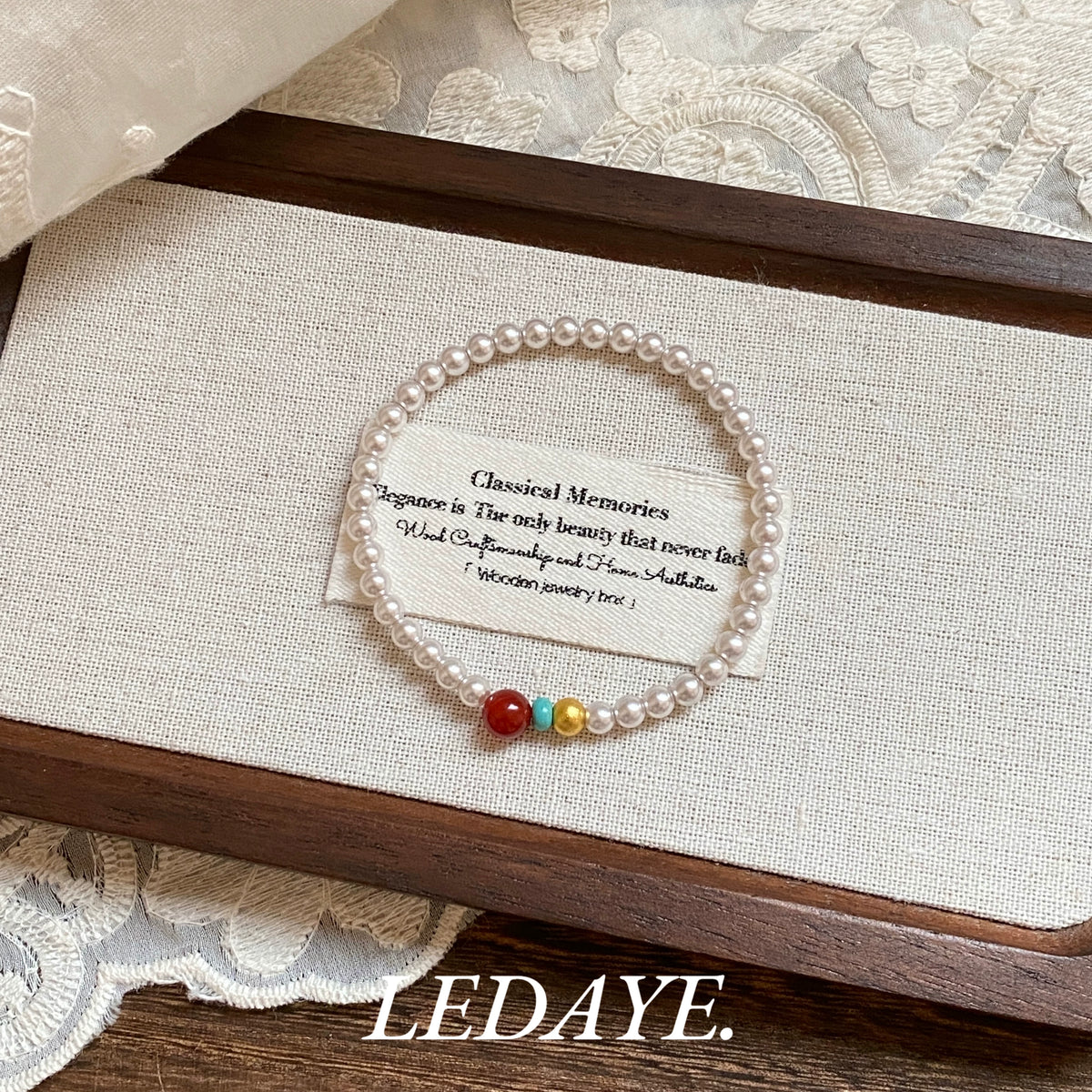 LIDAYE Vermilion Agate Turquoise Pearl Bracelet