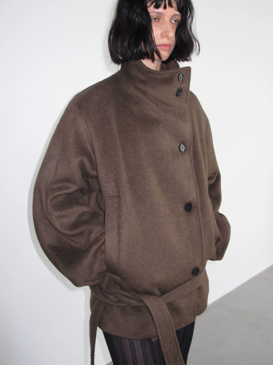 JCAESAR WOMEN Strappy Short Woolen Coat