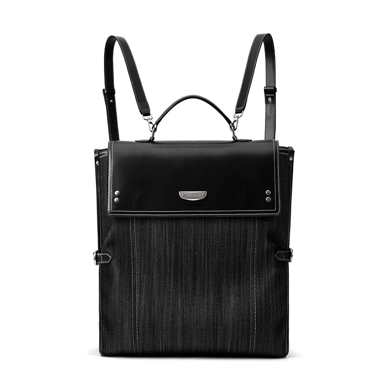 SmoSmos Black Faux Leather Zip-Top Backpack
