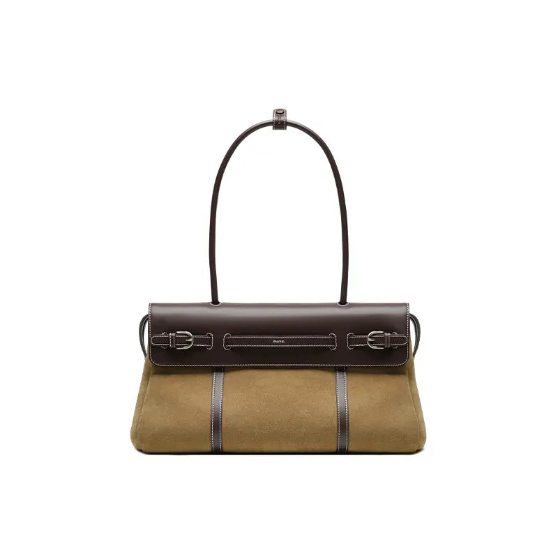 muva. Leather Color-Block Zip-Top Shoulder Bag