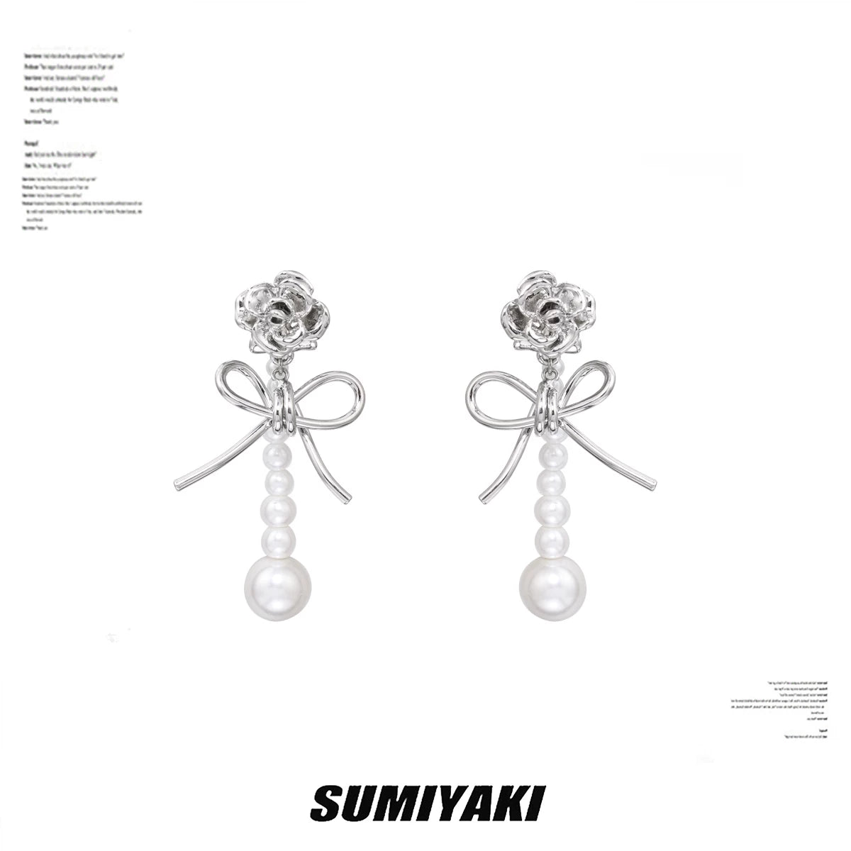 SUMIYAKI Pearl Rose Teardrop Long Earrings