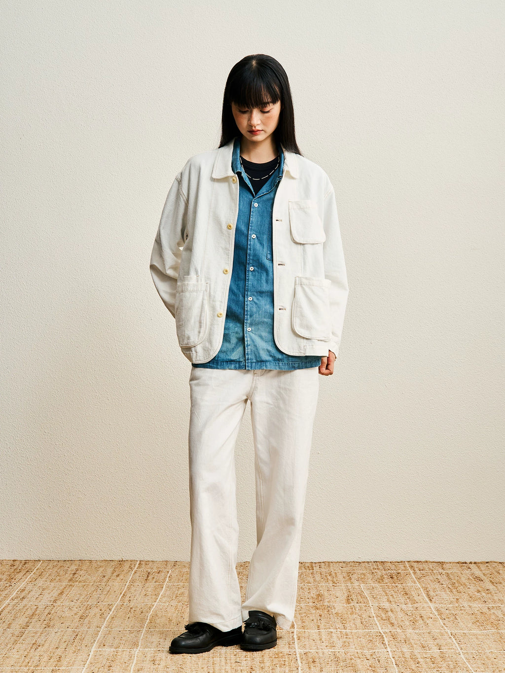 CENLES Cotton-Linen 3D Pocket Breathable Relaxed Workwear Jacket