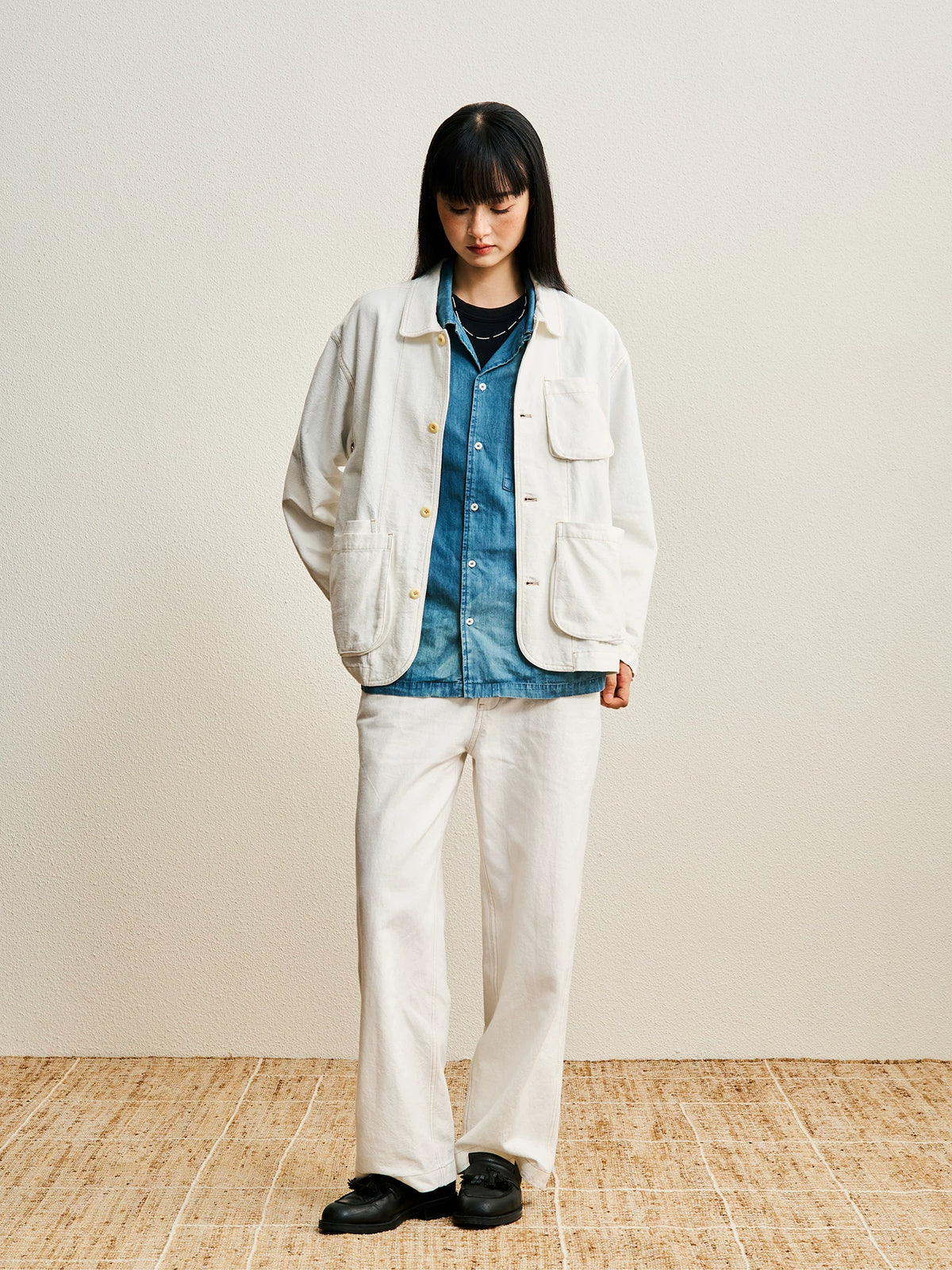 CENLES Cotton-Linen 3D Pocket Breathable Relaxed Workwear Jacket