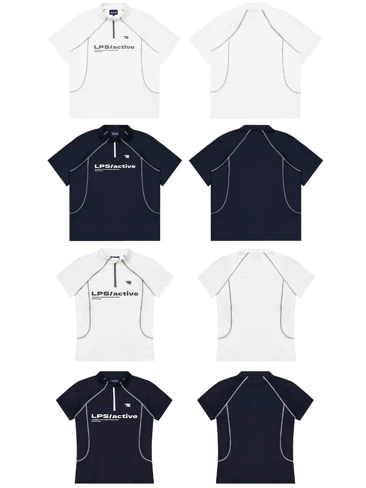Loopsoon Color-Block Breathable Relaxed Half-Zip Tee