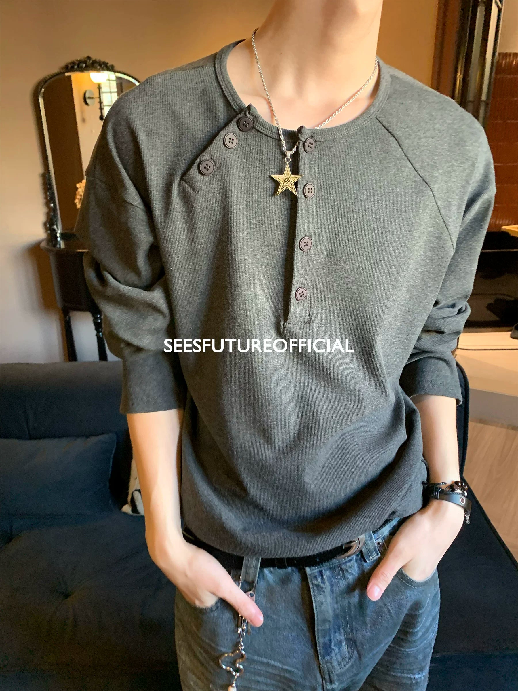 Seesfuture Slack Sense Simple Versatile Base Long Sleeve