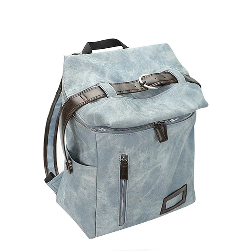 JANDRESS Cano Denim Blue Canvas Backpack - Zip Top