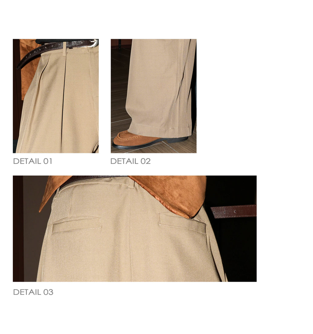 Seesfuture Slack Double-pleated Wide Leg Casual Pants