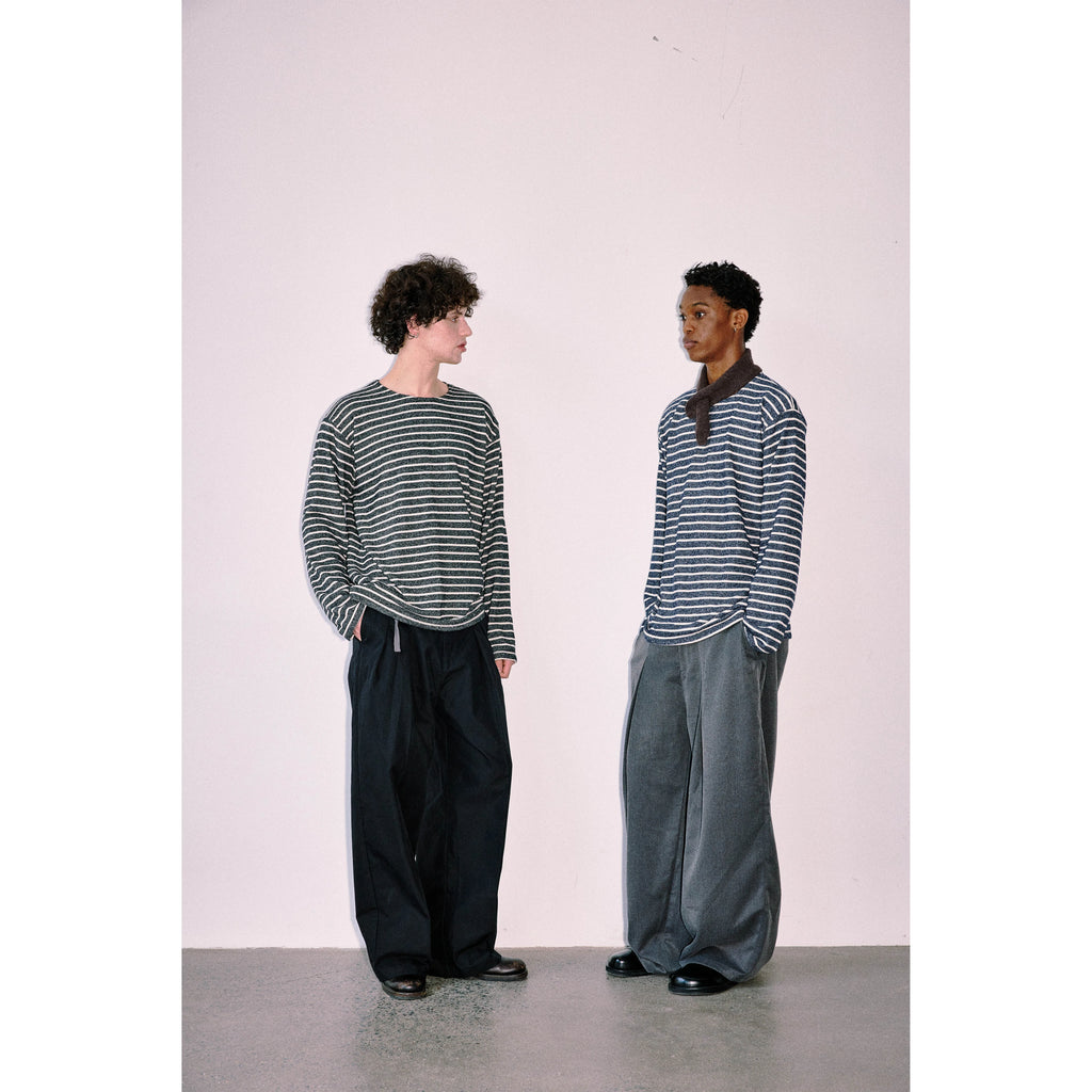 Anniehall Navy Stripe 400g Heavyweight French Terry Tee