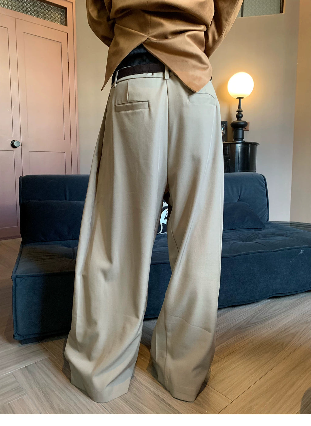 Seesfuture Slack Double-pleated Wide Leg Casual Pants