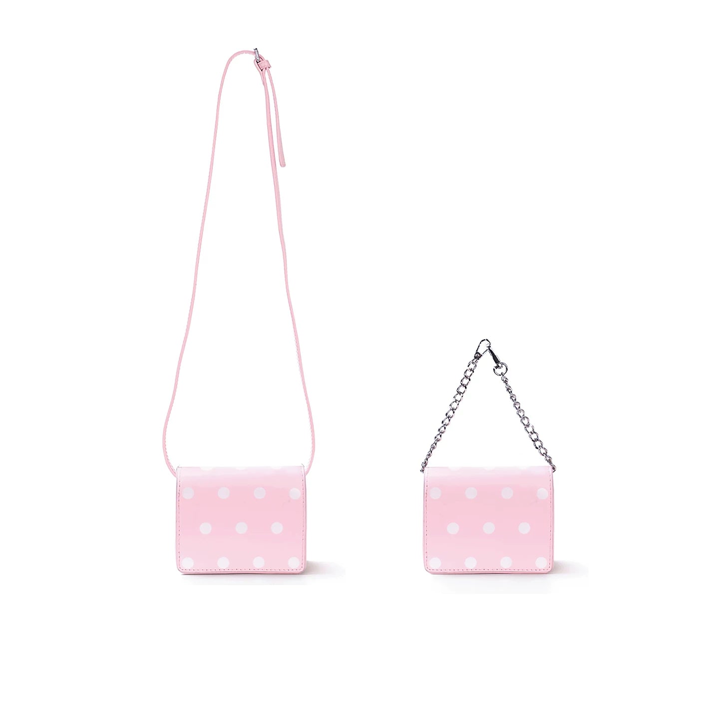 JANDRESS White Polka-Dot Faux Leather Crossbody Coin Purse