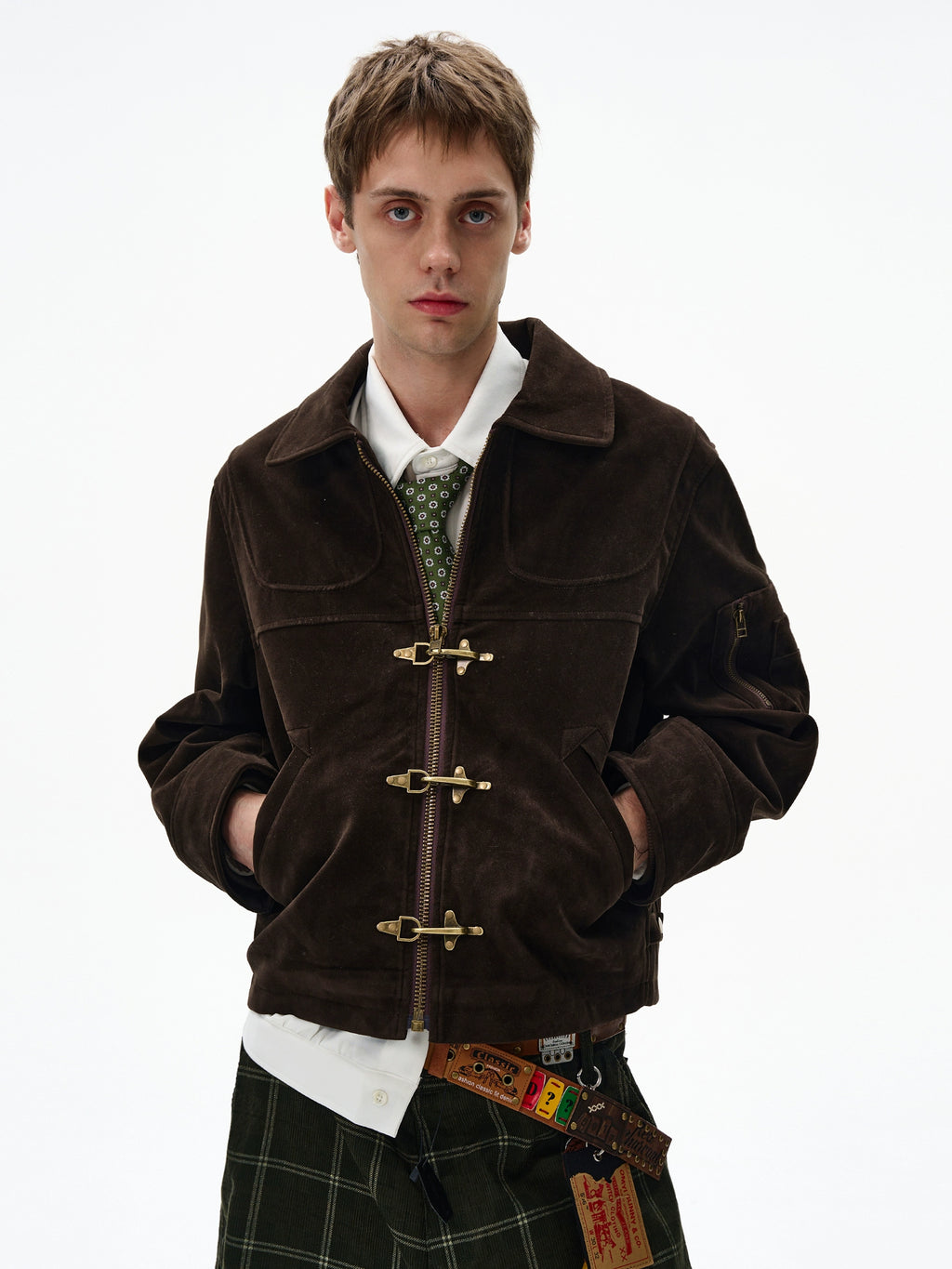 MADWITCH X BTSG Deconstructed Splicing Aircraft Buckle Short Jacket