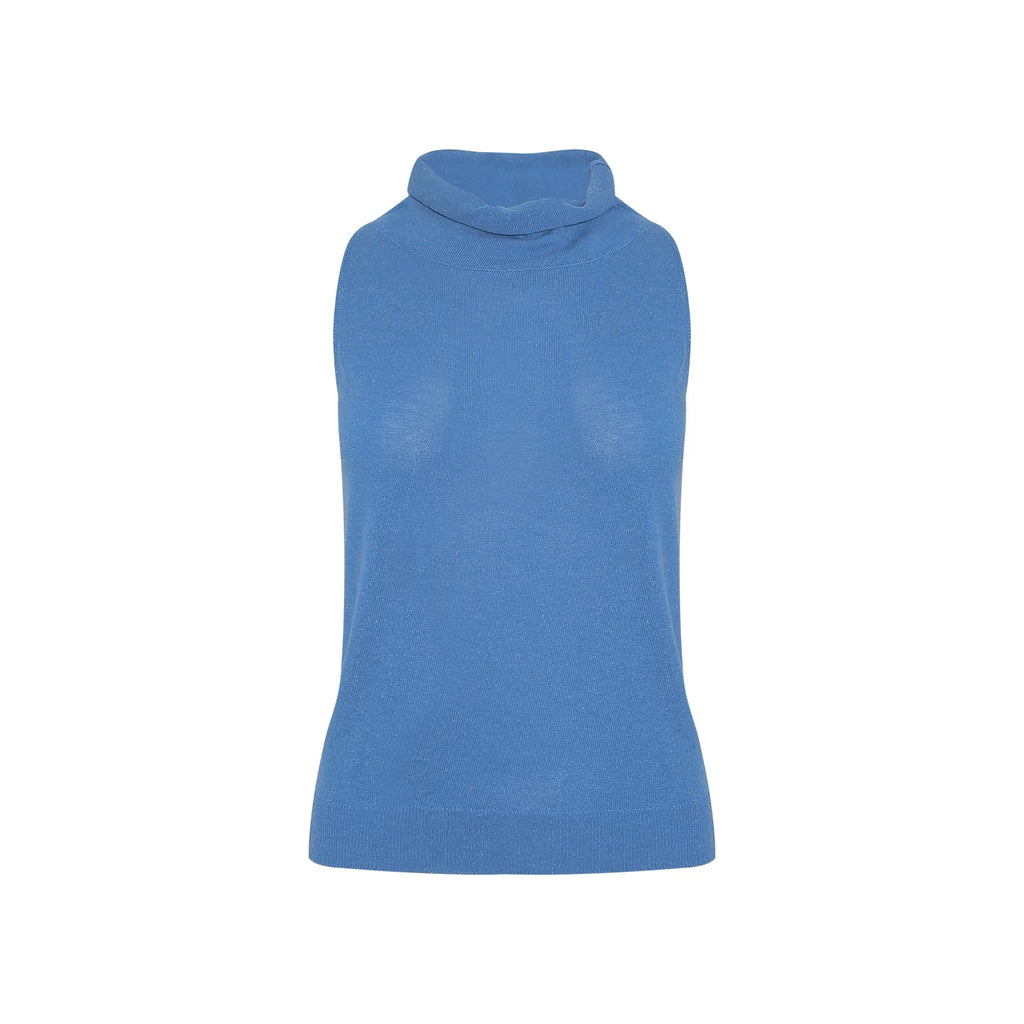 Wildberry Blue Slim Fit Moisture-Wicking Knit Tank Top