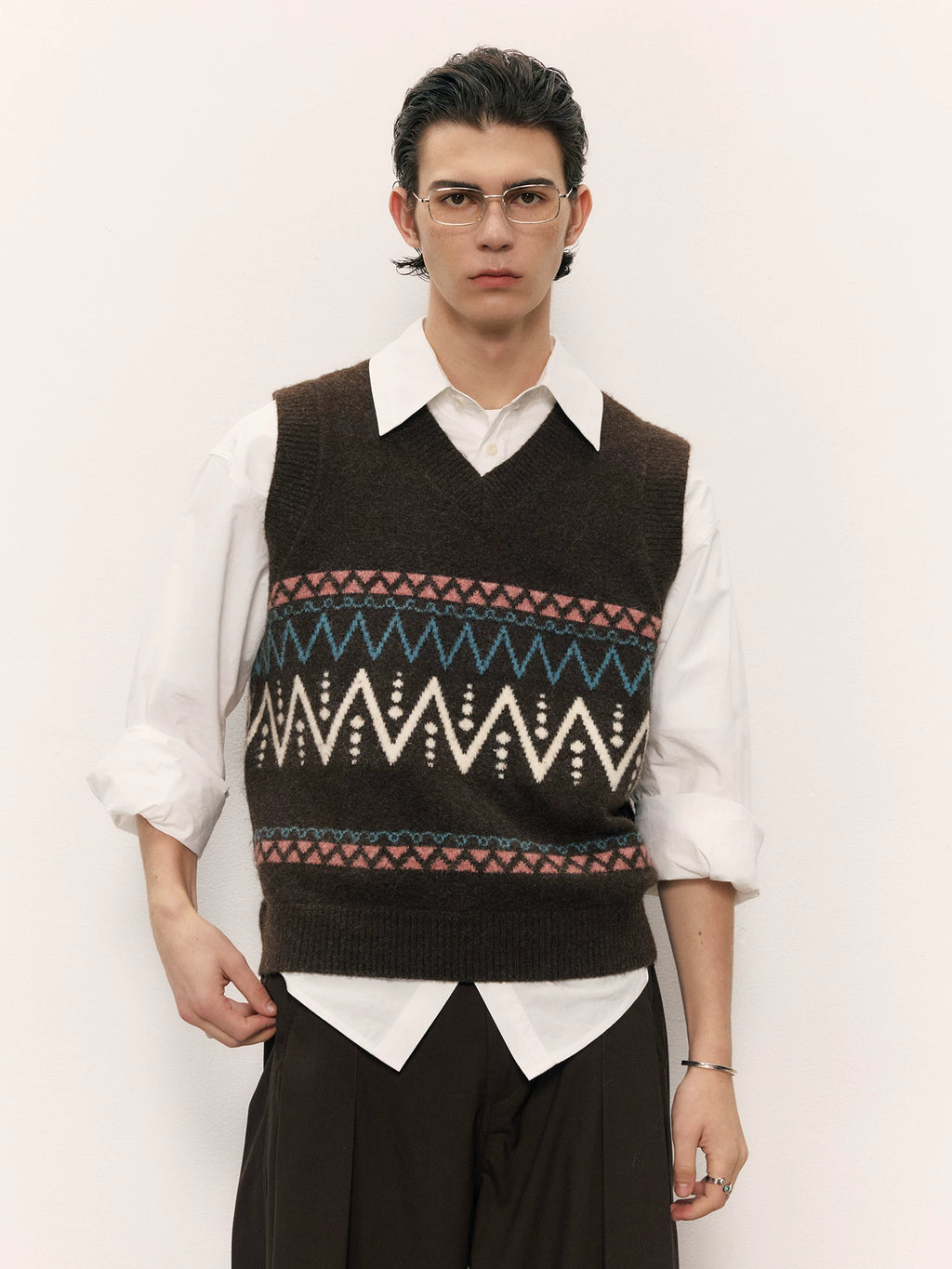 LR MADE Fair Isle Wool Blend Knit Vest
