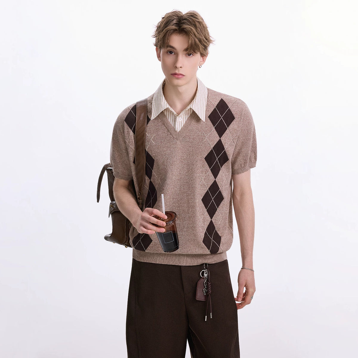 CHOR Diamond Quilted Contrast Two-Layer Polo Tee