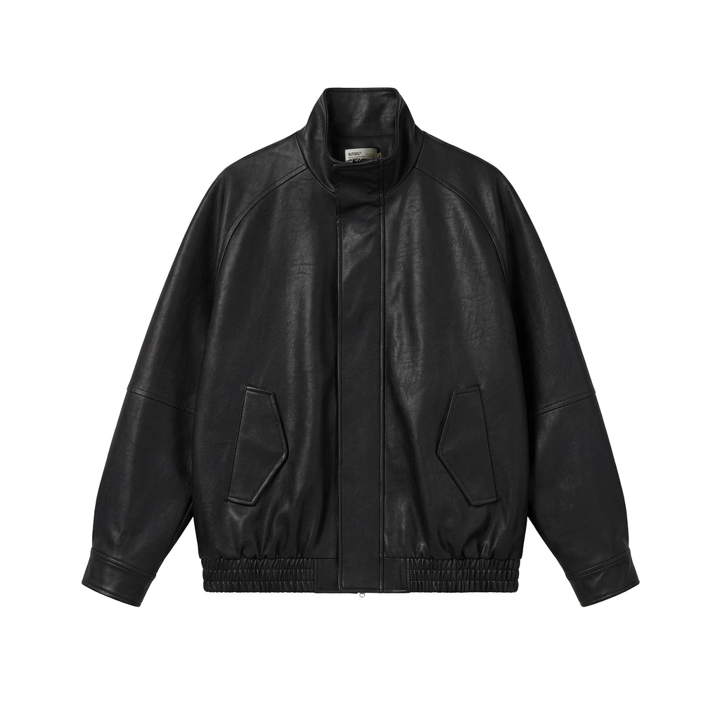 BUTTBILL Vintage Motorcycle PU Leather Loose Jacket