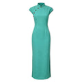 ZIHE Ice Silk Wrinkle-Resistant Long Qipao Dress