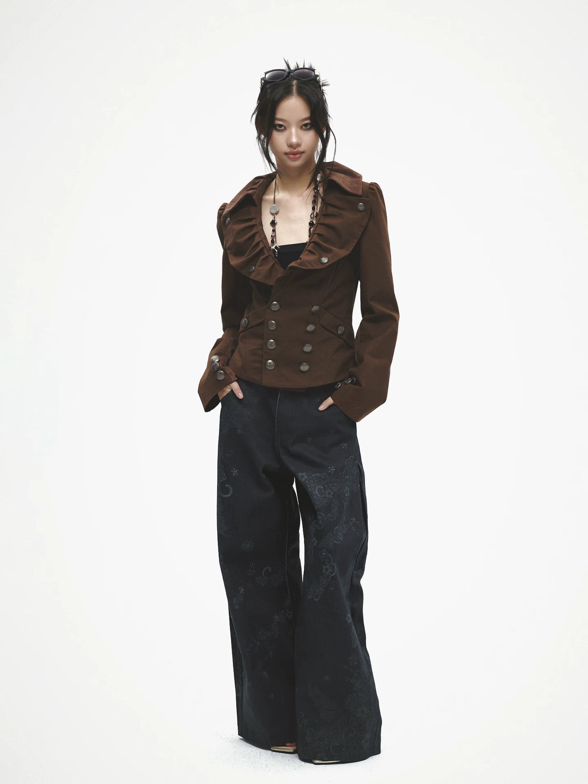 FayChui Lace-Trim Wide-Leg Jeans