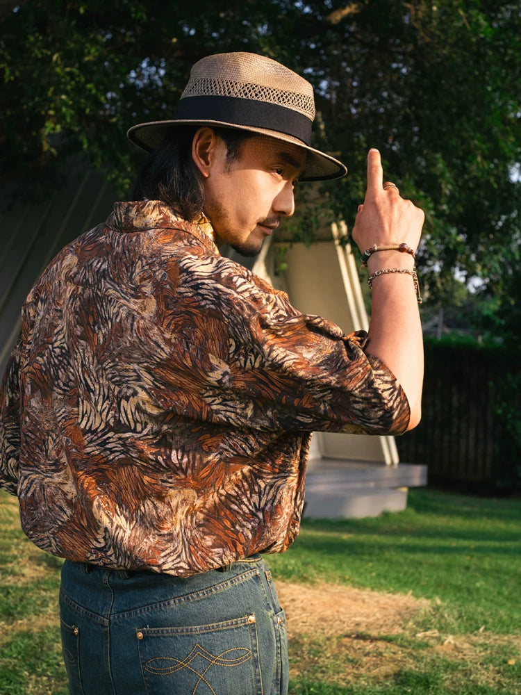 SOARIN YUPPIE Baroque Print Wrinkle-Resistant Relaxed Camp Shirt