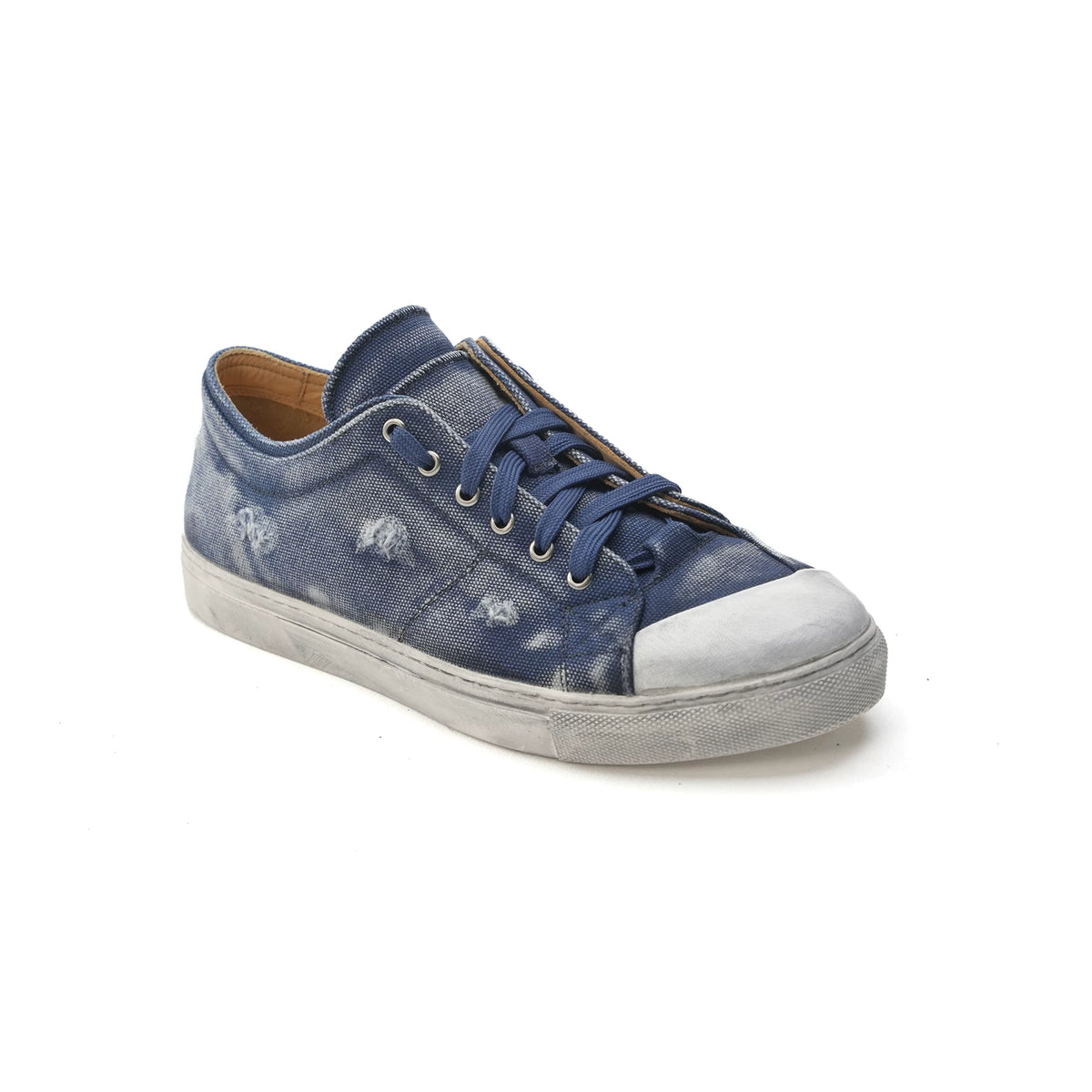 NO LOGO Canvas Distressed Double-Tongue Platform Sneaker