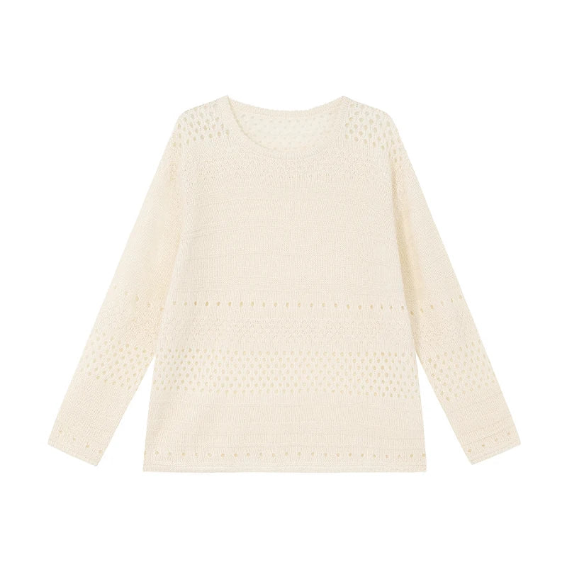 KANO Crew Neck Hollow Knit Oversized Sweater