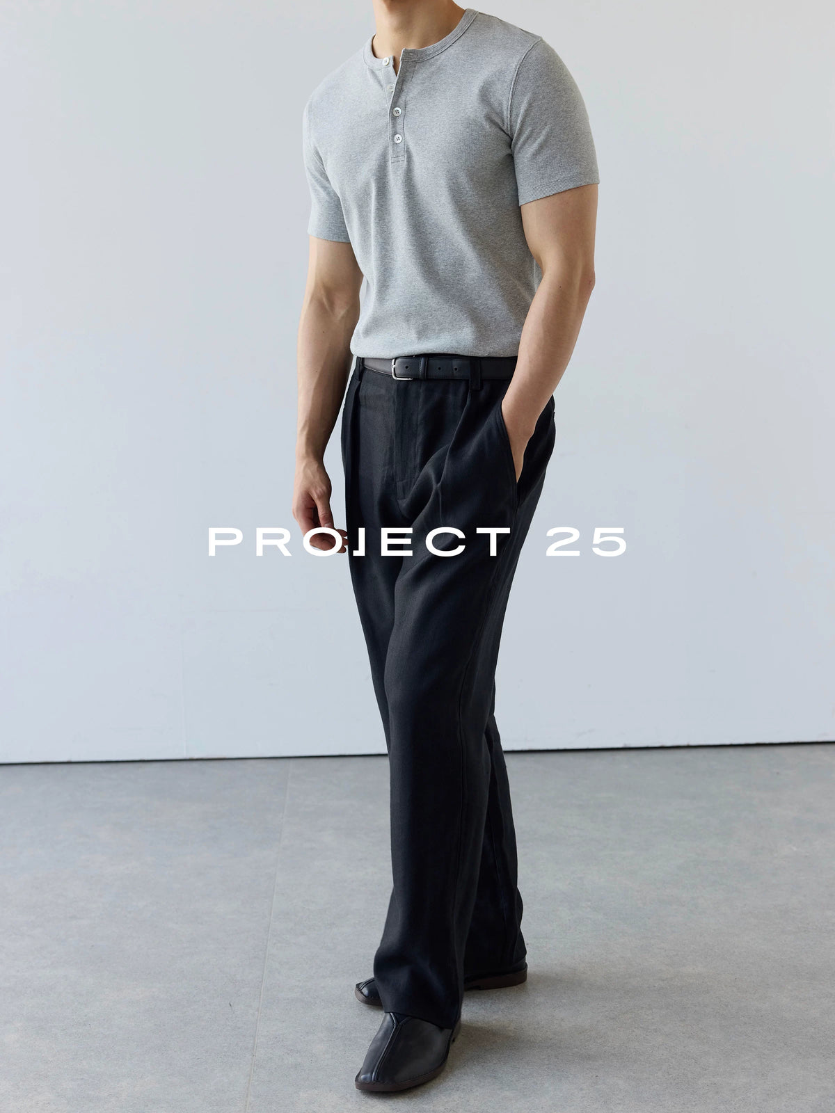PROJECT 25 Ribbed Stretch Fit Henley Tee
