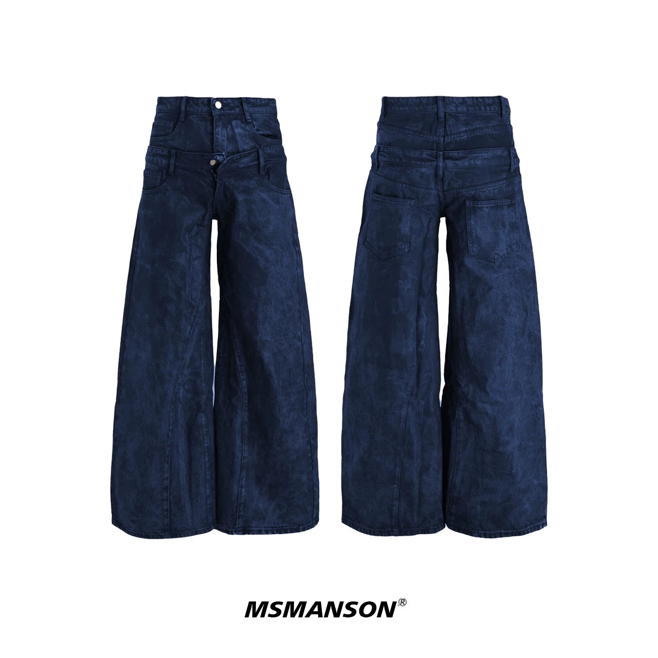 NUndeFineD Vintage Fake Two-Piece Straight Jeans